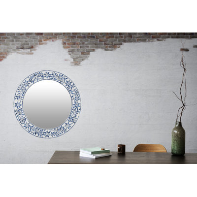 Miroir rond 34 po Blue Leaf