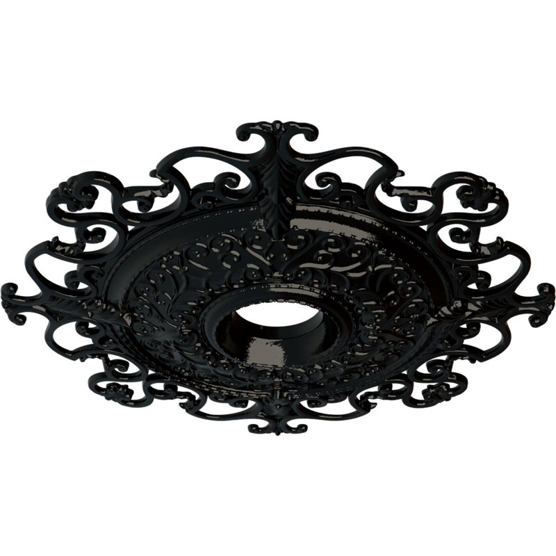 Endurathane Orleans Ceiling Medallion, 38 3/8"OD x 6 5/8"ID x 2 7/8"P (Fits Canopies up to 8 1/4"), Hand-Painted Black Pearl Finish