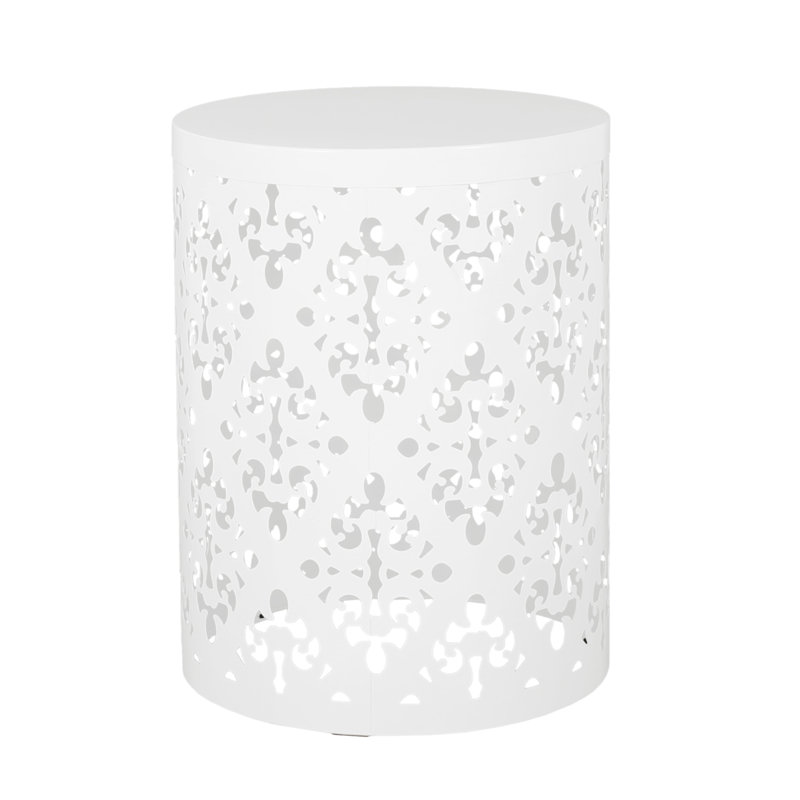 Outdoor Metal End Table -Large, White