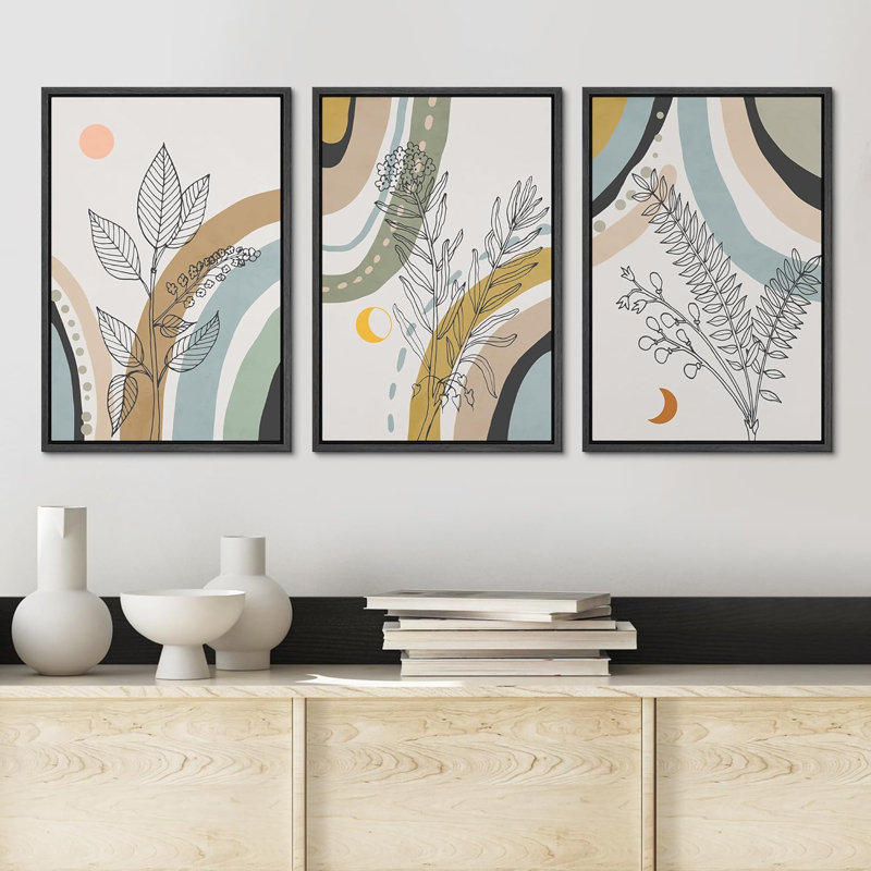 Impression sur toile 3 pièces, Noir, H 36 po x l 24 po x P 1,5 po