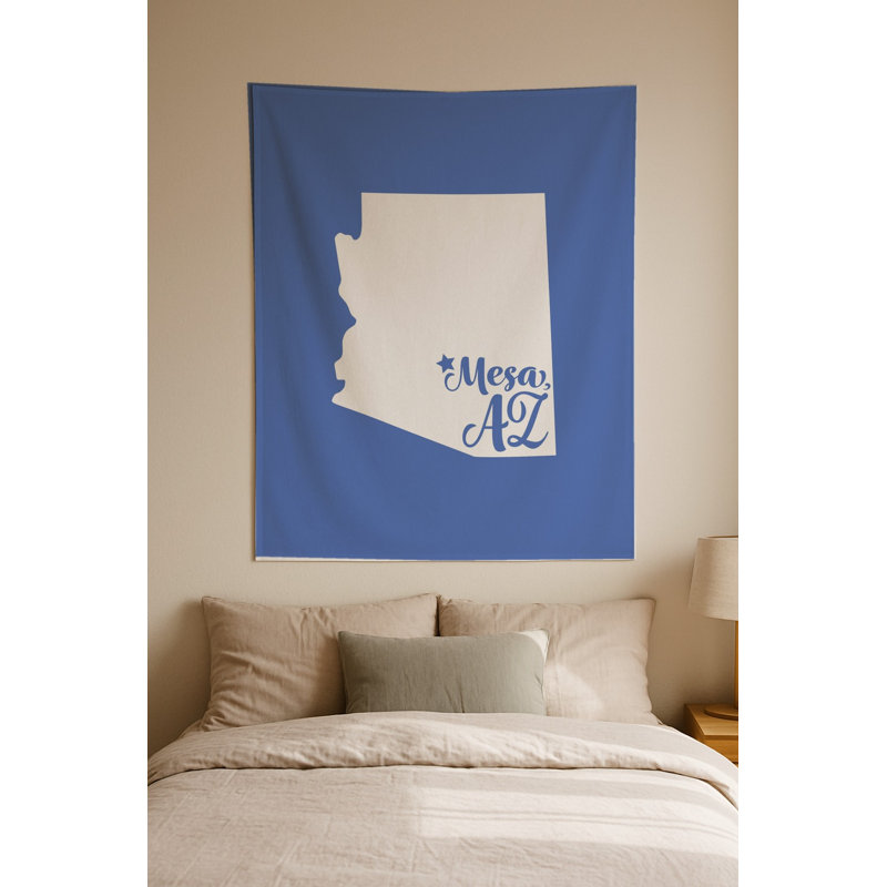 Home Sweet Mesa — Silhouette de l'État de l'Arizona — Tapisserie murale intérieure (portrait), 60" H x 51" W