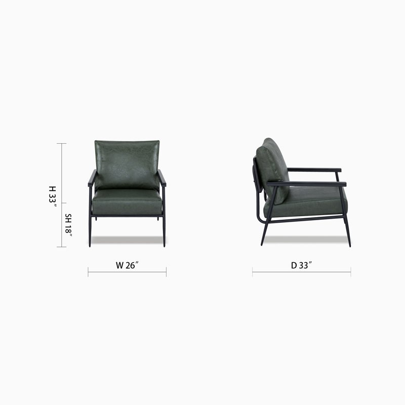 Fauteuil en cuir Vernon, Cuir végétalien vert Bechtold
