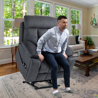 Vayun 40.94"W Chenille 4 Motors Liftable Recliner, Adjustable Headrest