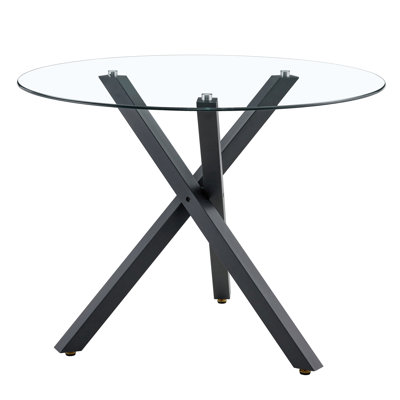 Round Glass Dining Table: 39" Diameter (Table Only)