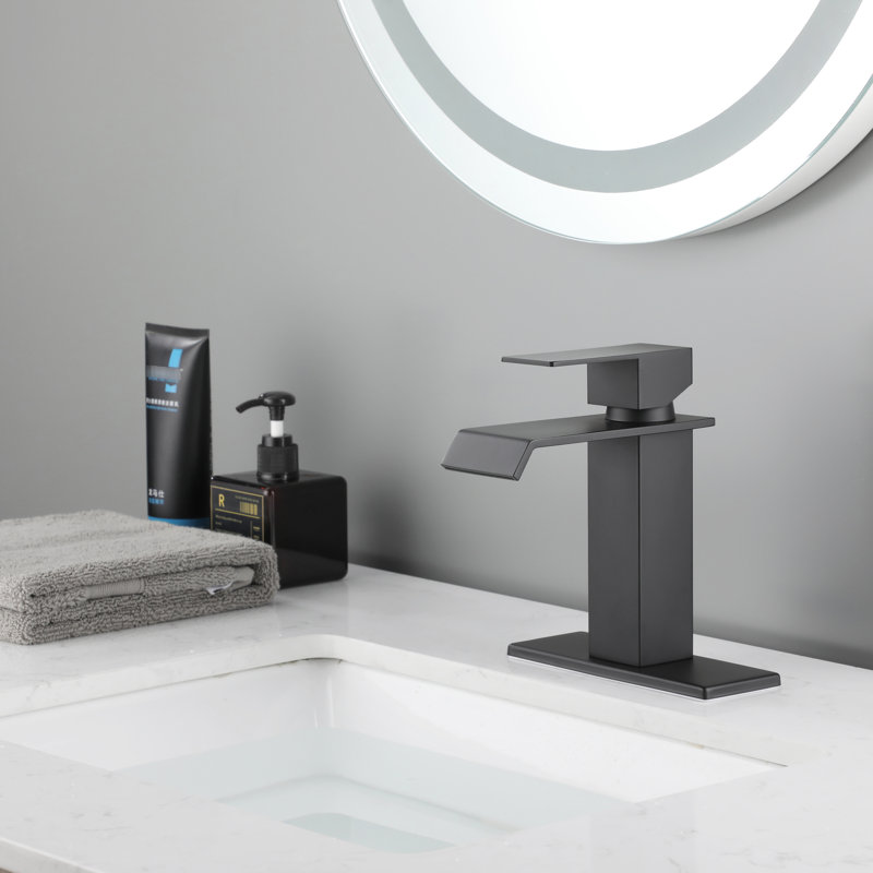 Matte Black Bathroom Shower Tap - Waterfall Spout, Single Handle, Adjustable Water Temp Simple Faucet Black, Temperature