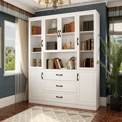 6 Door 3 Drawer Storage Cabinet With Adjustable Shelves & Partial Glass Doors by Latitude Run