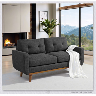 Canapé-lit capitonné 67,7 po Mid-Century avec pieds en bois