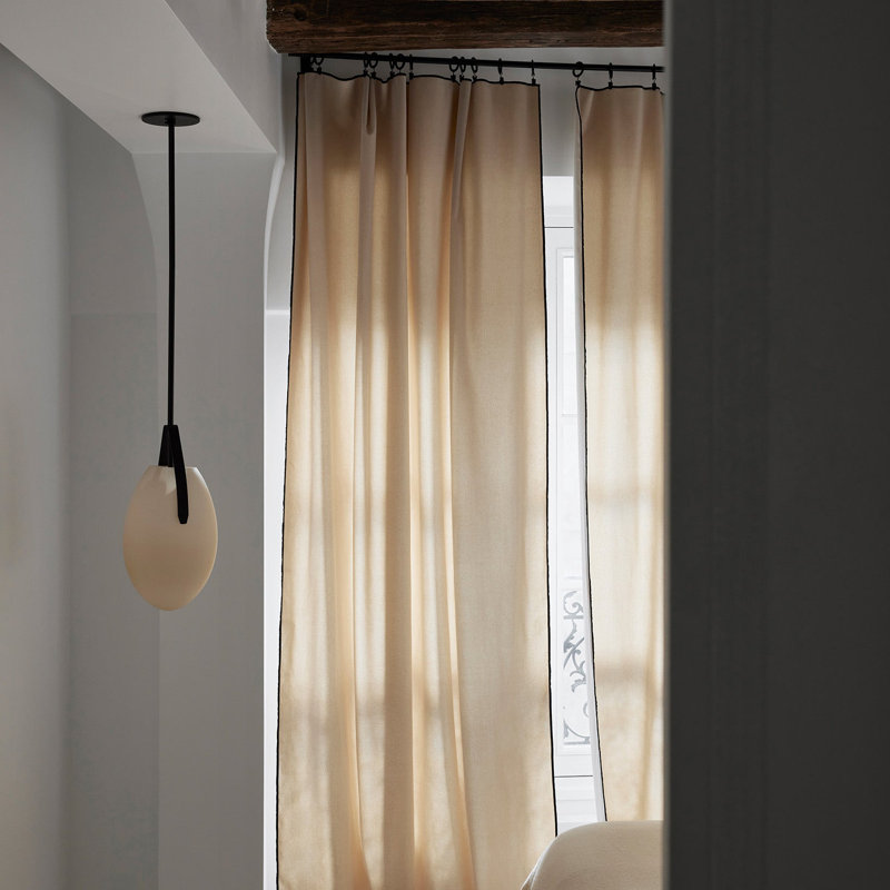 Dario Room Darkening Curtain Single Panel, Beige, 140cm x 280cm