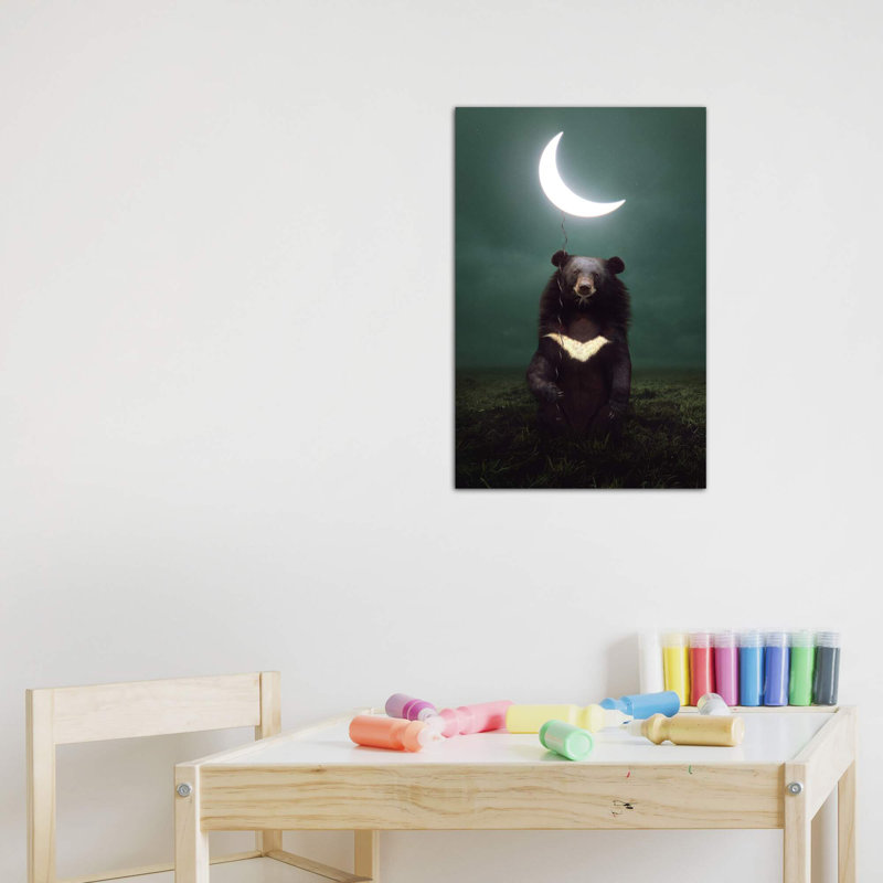«My Light - Moon Bear» par Soaring Anchor Designs - impression d'art graphique, H 18 po x l 12 po x 1,5 po, Toile tendue