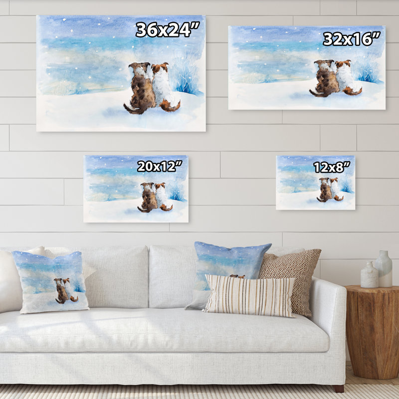 «Dogs pendant la saison de Noël», reproduction d'art sur toile, H 8 po x l 12 po x P 1 po, Toile tendue