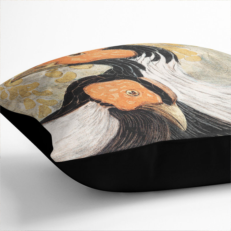 Two Pheasants Square Throw Cushion, 40cm H x 40cm W x 15cm D, Black