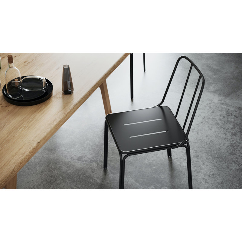 Chaise d'appoint à dossier à lattes Ayomi, Noir