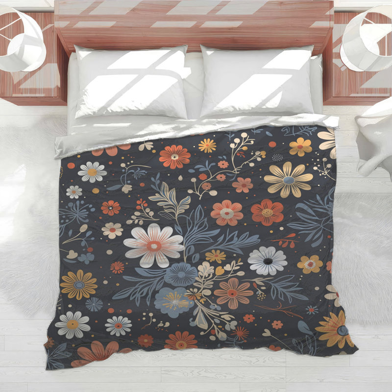Édredon à motif floral bohème, Lit simple