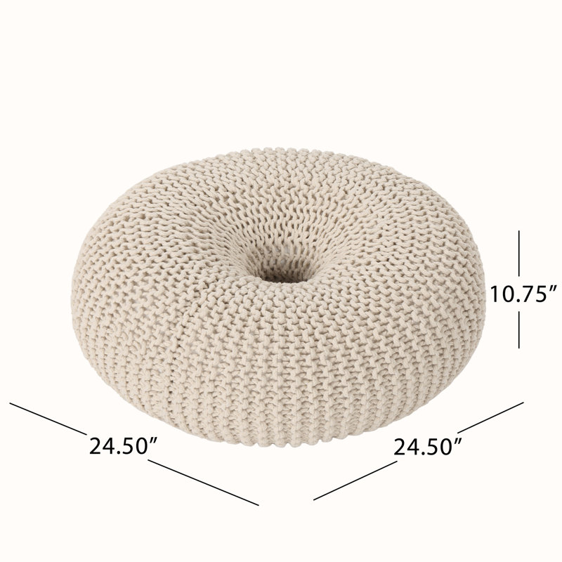 Repose-pieds rond, Laine beige