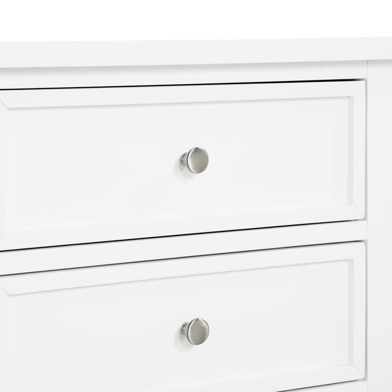 Table de chevet 3 tiroirs Ainis, Blanc