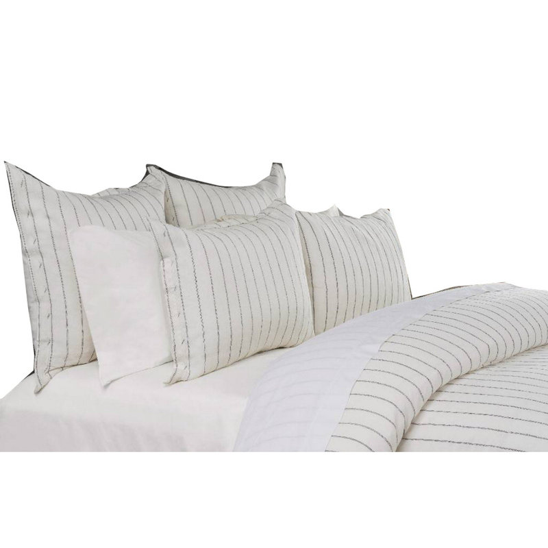 Eberly Striped Linen Duvet Cover, Queen Duvet Cover, Ivory