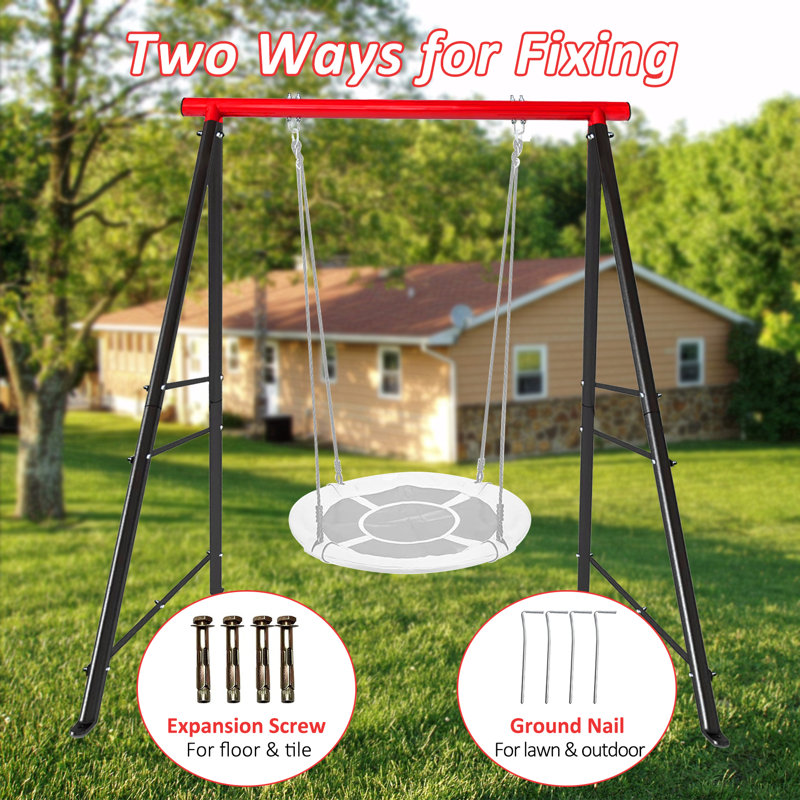 Red and Black Metal Indoor/Outdoor Swing Frame