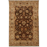 Wool Oriental Area Rug in Black/Gold/Red