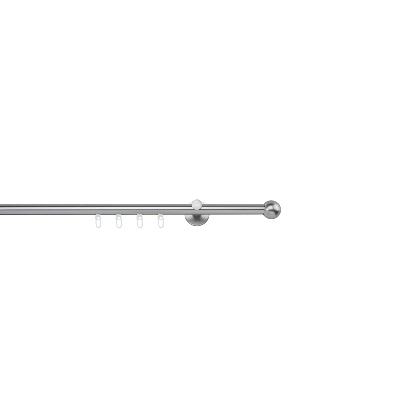 Curtain rod made to measure, inner barrel, 20mm ball, 2cm H x 140cm W x 6.5cm D, Stainless Steel