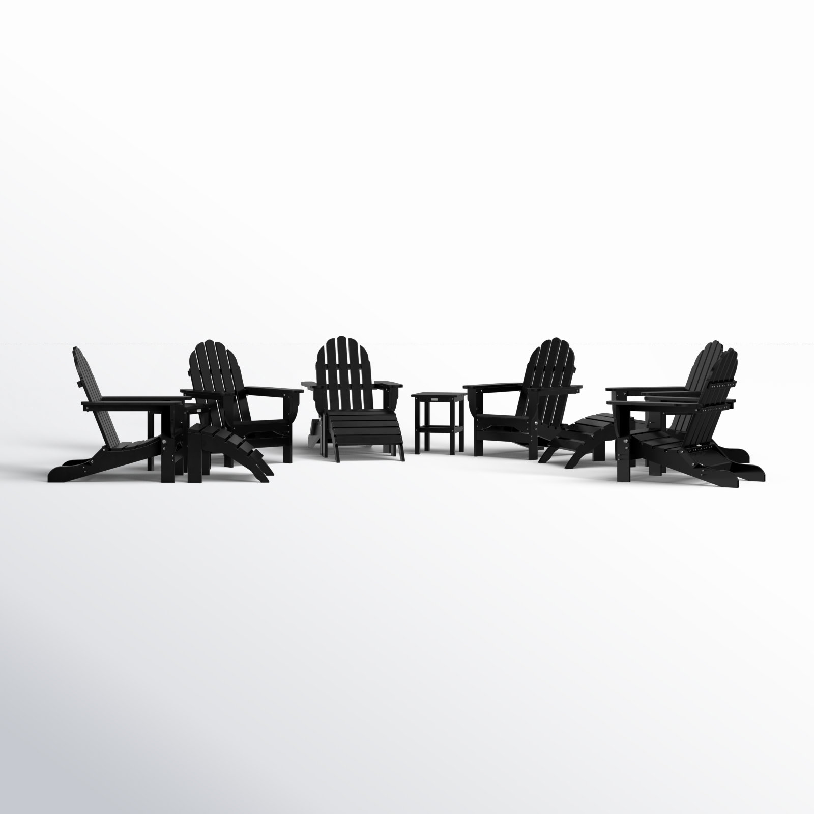 Leighton Foldable Outdoor Adirondack Set, Black