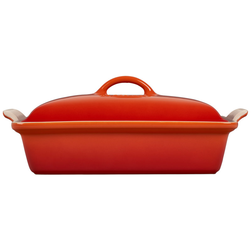 Le Creuset Heritage Stoneware 4 Qt. Rectangular Casserole with Lid, Flame