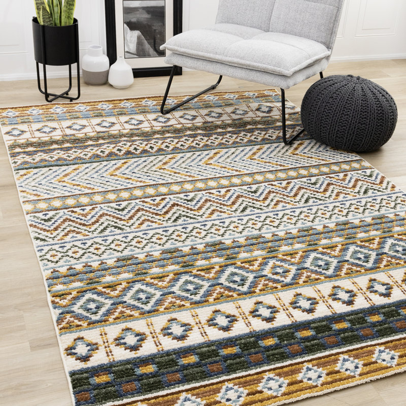 Tapis rouge crème texturé Latiana, Rectangle 5 pi 3 po x 7 pi 7 po
