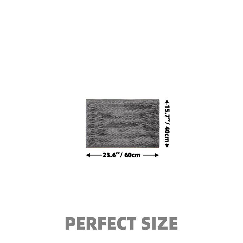 Bath Rug With Non Slip Backing, Gray, 31.50" L x 20" W