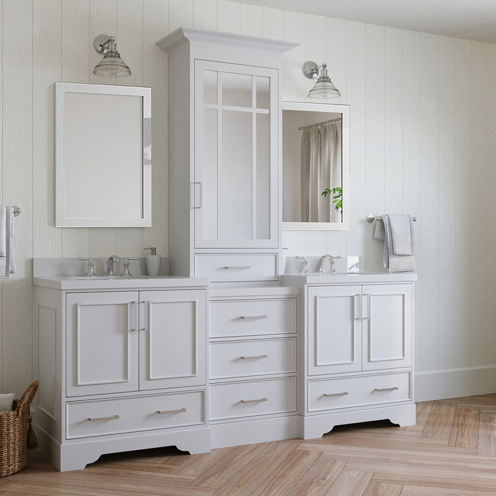 Buckhorn 85'' Double Bathroom Vanity, White