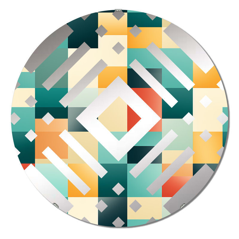 Orange et vert Popart Pop culture Pixels - Miroir décoratif diamant, 23,6 po x 23,6 po