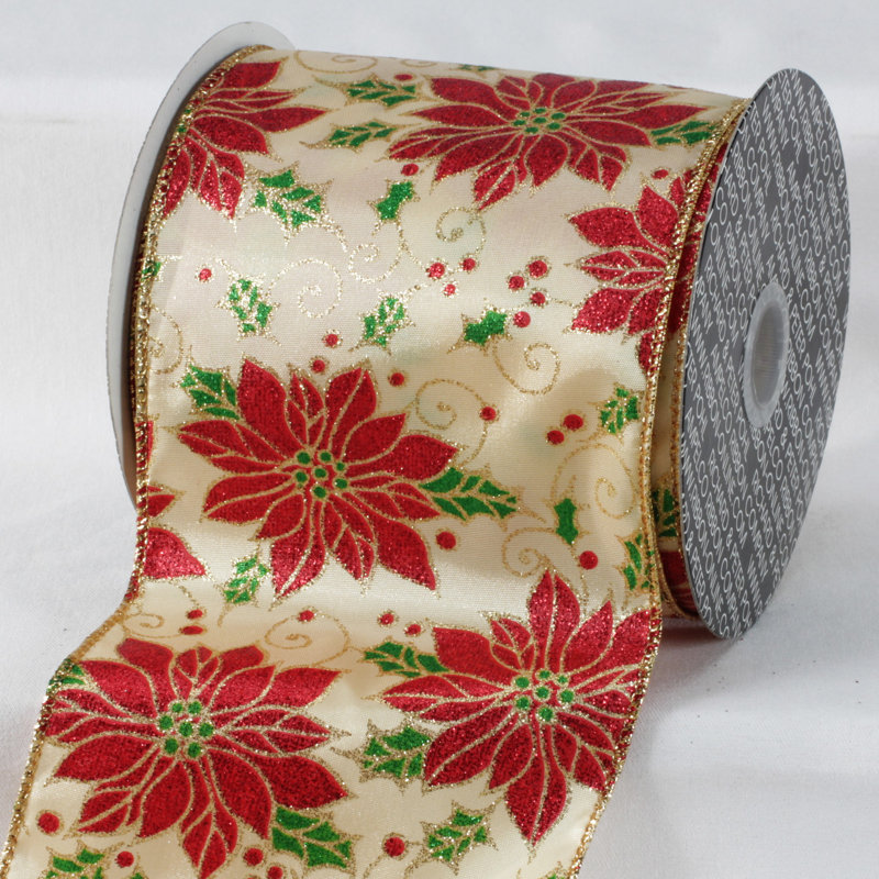 Ruban de poinsettia, H 0,12 po x l 5 po x P 720 po