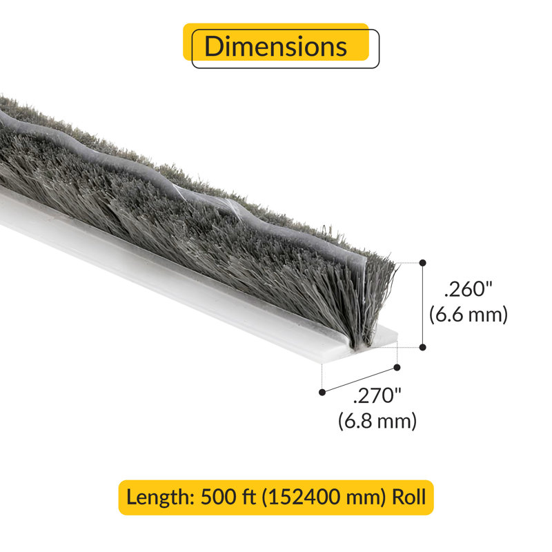 Brixwell 63-94 coupe-bise avec aileron 100 pi longueur 0,320 po hauteur poils 0,187 po largeur gris