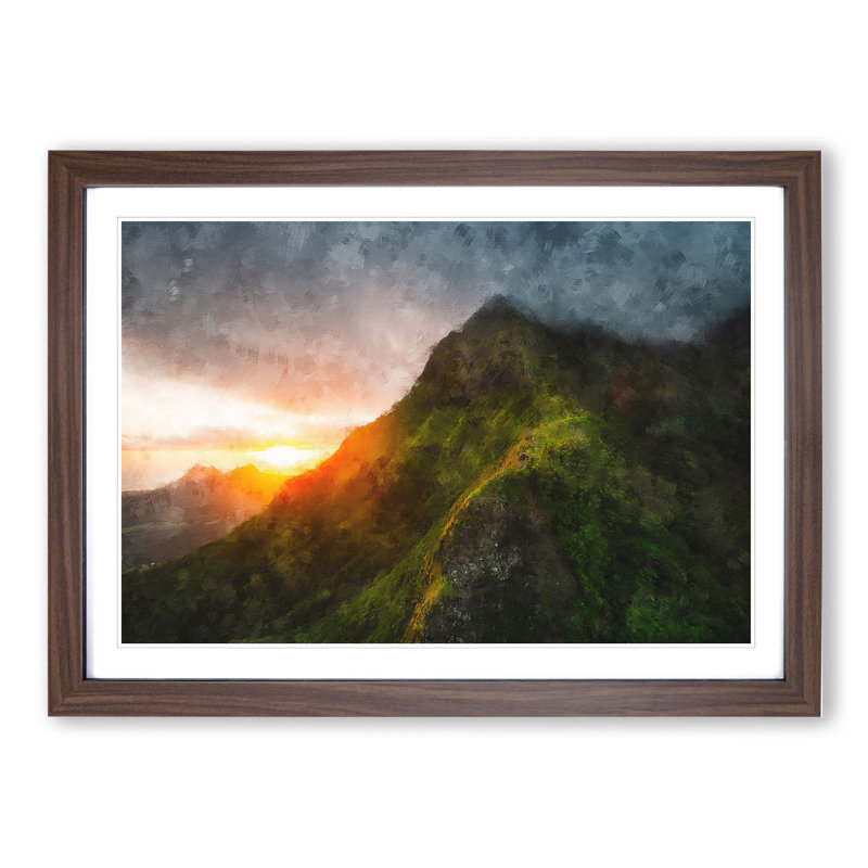 First Light in Hawaii - Framed Print, 36cm H x 48cm W x 2cm D, Walnut Framed