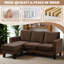 Canapé modulaire convertible 3 places en L avec tissu en lin et repose-pieds mobile-1588216496