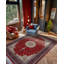 Tapis oriental en chenille de coton à imprimé oriental rouge / beige Guria-630380773