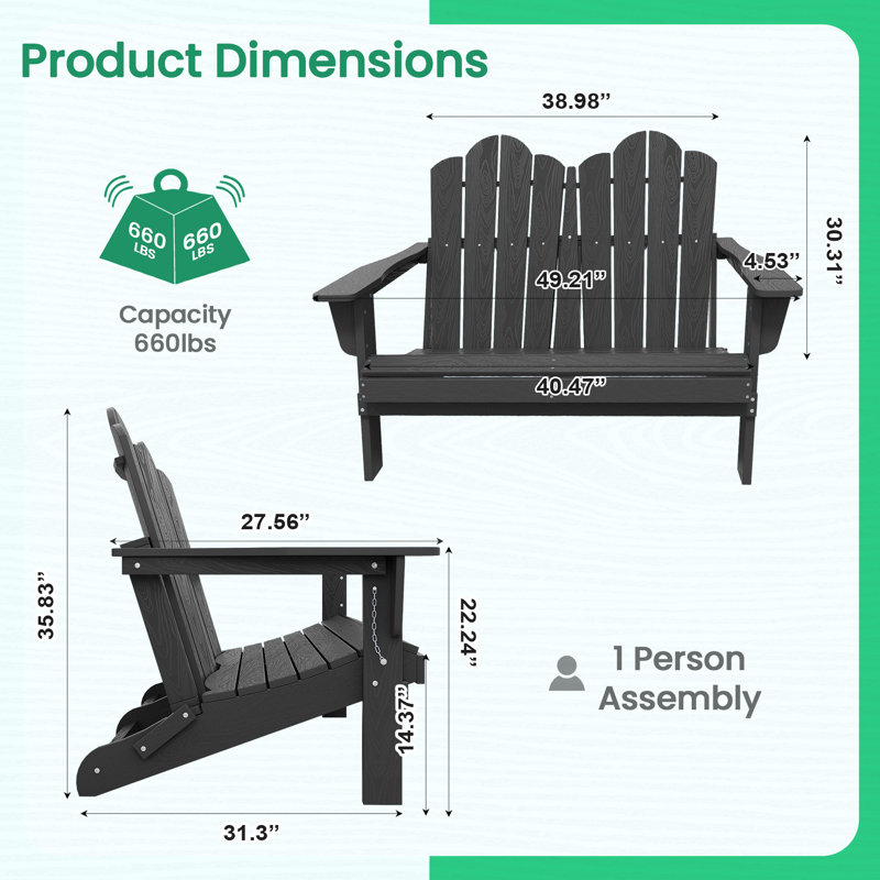 Chaise Adirondack pliante en PEHD Creaghan, Gris