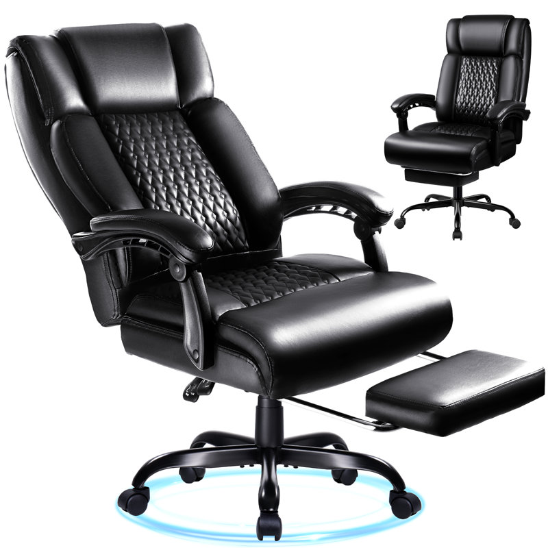 Fauteuil de direction inclinable ergonomique avec repose-pieds Home Office, Noir