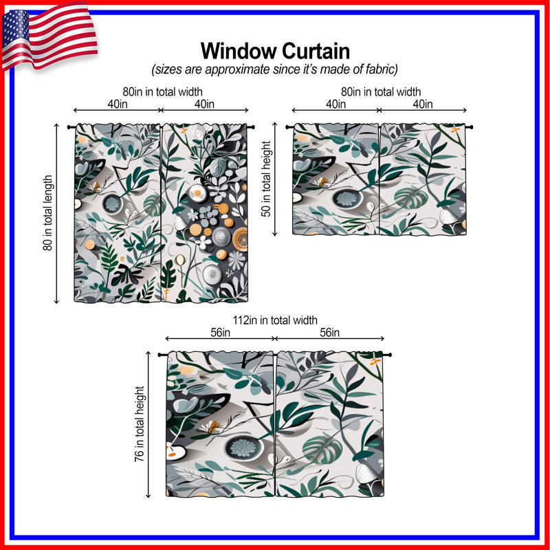 Rideaux obscurcissant à motif floral Botanical - 2 panneaux, 20 po x 80 po - 2 panneaux, Obscurcissement de chambre