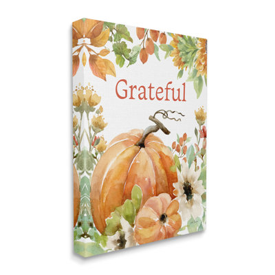 " Grateful Pumpkins And Flowers " by Leslie Trimbach on