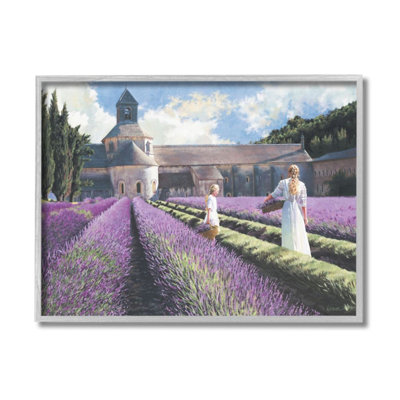«Women in Lavender Field Countryside Classic Architecture» par Heide Presse - impression d'art graphique