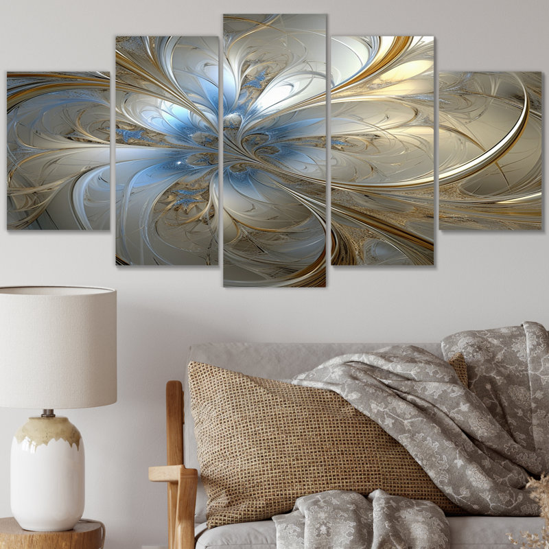 Spirale tourbillonnante Tender Floral - impression sur toile à spirales abstraites - 5 panneaux