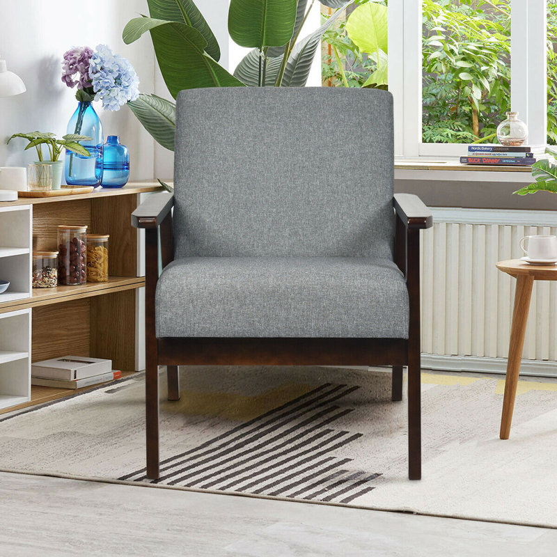 Fauteuil en lin l 23 po Janyce, Lin gris foncé