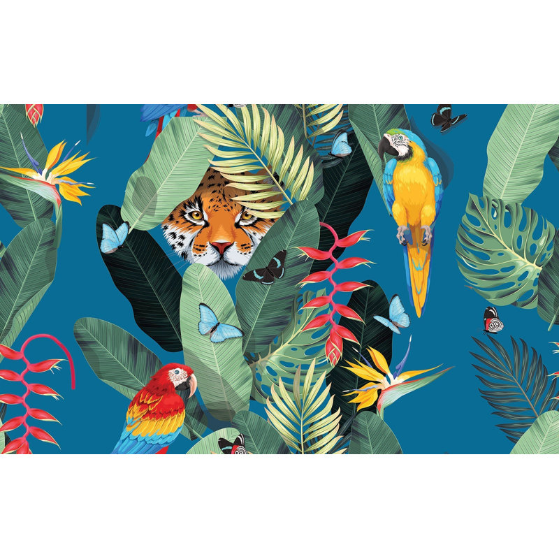 Murale pelez et collez de qualité supérieure - Jungle Tiger, L 96 po x l 120 po