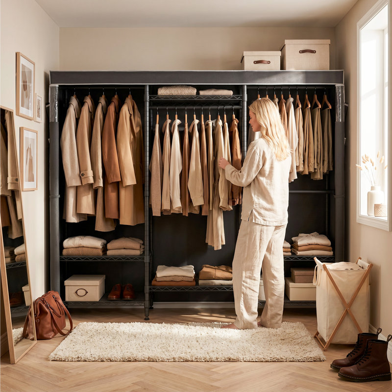 Heavy Duty Clothes Rail with Cover, 175x40x180cm