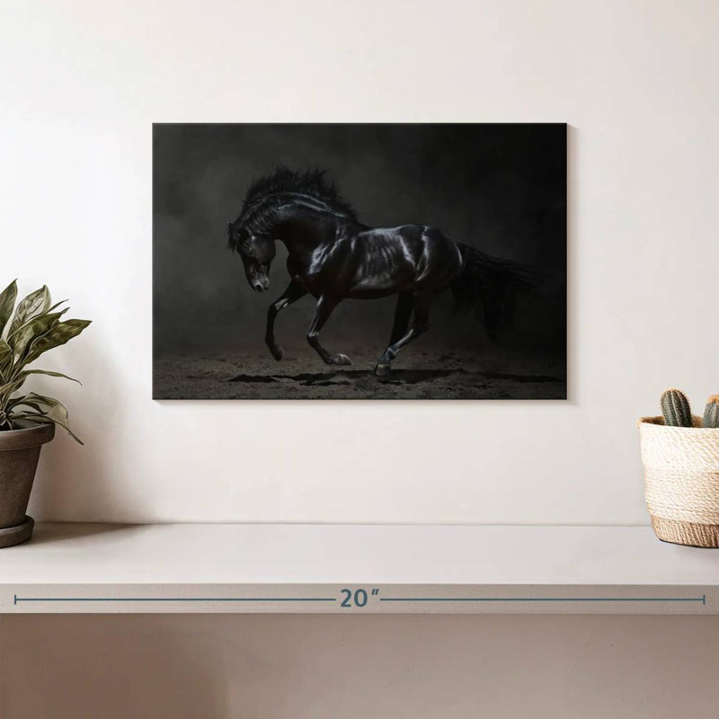 Cheval noir brillant Brampt, H 8 po x l 12 po
