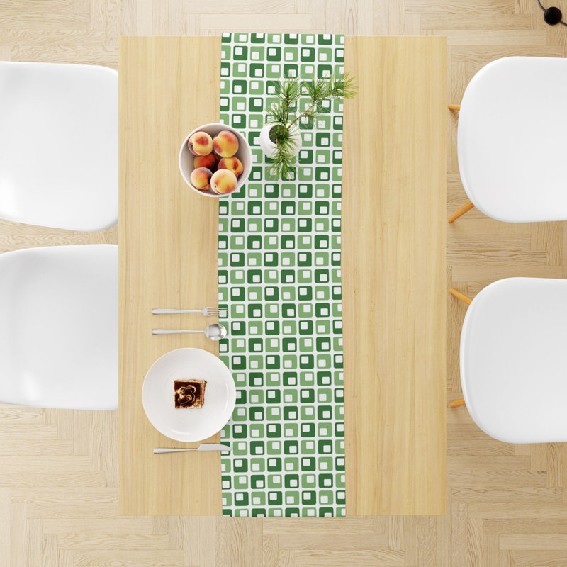 Helder Geometric Table Runner, Green, 54" L x 16" D