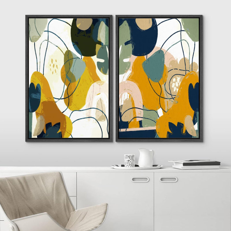 Illustration de formes abstraites en forme de feuille Mid-Century en forme de feuille de boho moderne, Noir
