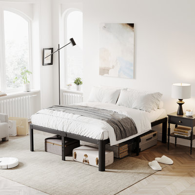 Jalyna Metal Bed Frame with Round Corners, Box Spring Not Required, Noise Free