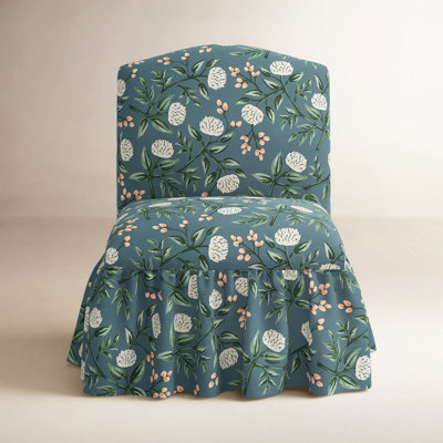 Edie Slipper Chair In Peonies Emerald