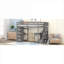 Lit plateforme simple en bois massif avec tiroirs de rangement, bureau et tablettes