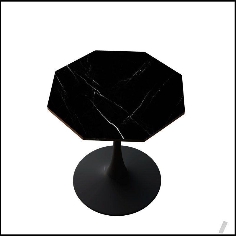 Table basse moderne octogonale avec plateau en panneau de fibres à densité moyenne et base en métal, parfaite pour la salle à manger, la cuisine et le salon